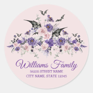 watercolor floral pink halloween address label
