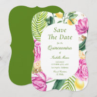 Watercolor Floral Pink Peonies Tulips Quinceañera