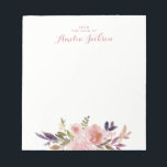Watercolor Floral Pink Personalised Stationery Notepad<br><div class="desc">More pretty Notepads in the Little Bayleigh Store!</div>