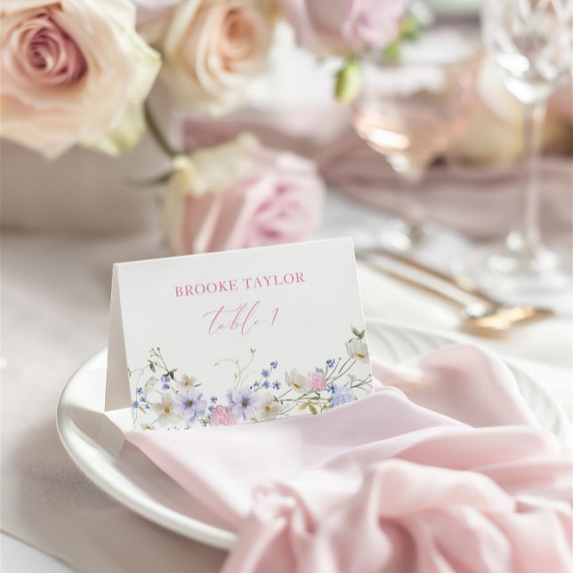 Watercolor Floral Pink Purple Table Place Card (Watercolor Floral Pink Purple Table Place Card)