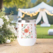 Watercolor Floral Pink Rose Wedding Candle |