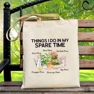 Watercolor Floral Plant Funny Quote Gardening Tote Bag