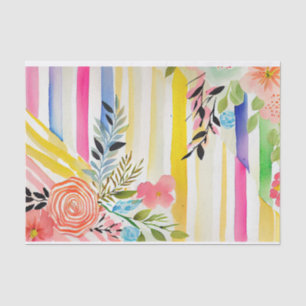 Watercolor Floral Playful Whimsical Pink Decoupage Tissue Paper