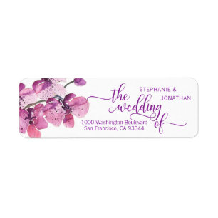 Watercolor Floral Plum Purple Orchids Wedding
