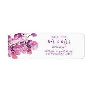Watercolor Floral Plum Purple Orchids Wedding