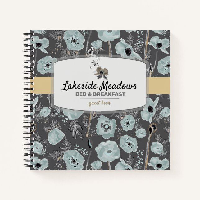 Watercolor Floral Poppy Vacation Rental Guest Book (Front)