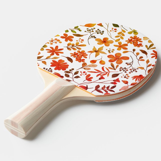Watercolor Floral Print  Ping Pong Paddle (Front Angle)