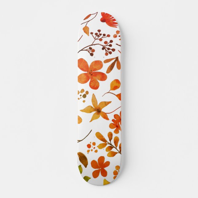 Watercolor Floral Print  Skateboard (Front)
