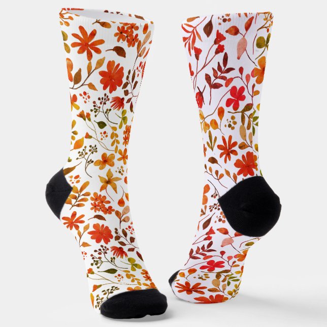Watercolor Floral Print  Socks (Angled)