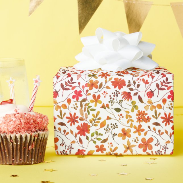Watercolor Floral Print  Wrapping Paper (Birthday Party)