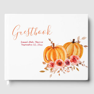 Watercolor Floral Pumpkin   Baby Shower Guest Book