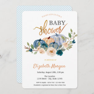 Watercolor Floral Pumpkin Baby Shower   Invitation