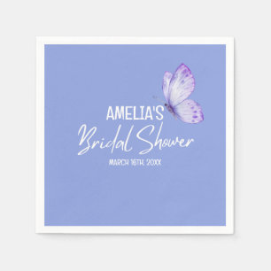 Watercolor floral purple butterfly bridal shower  napkin