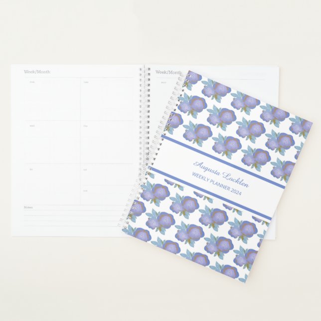 Watercolor Floral Purple Pattern Weekly Planner (Display)