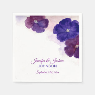 Watercolor Floral Purple Plum Violet Wedding Napkin
