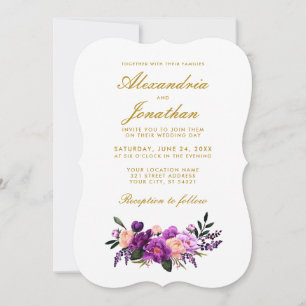 Watercolor Floral Purple Ultra Violet Wedding BR Invitation