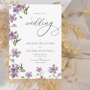 Watercolor Floral Purple Wedding Invitation