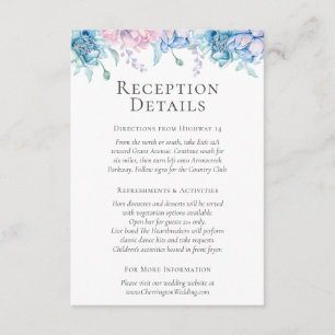 Watercolor Floral Reception Details / Directions Enclosure Card