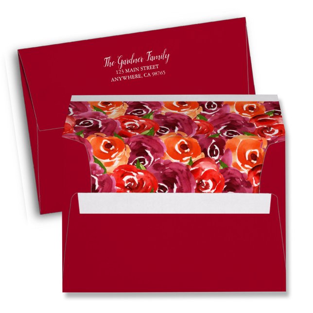 Watercolor Floral Red A7  Envelope (Creator Uploaded)
