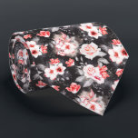 Watercolor Floral Red Black Flowers  Tie<br><div class="desc">This design may be personalised by choosing the Edit Design option. You may also transfer onto other items. Contact me at colorflowcreations@gmail.com or use the chat option at the top of the page if you wish to have this design on another product or need assistance. See more of my designs...</div>