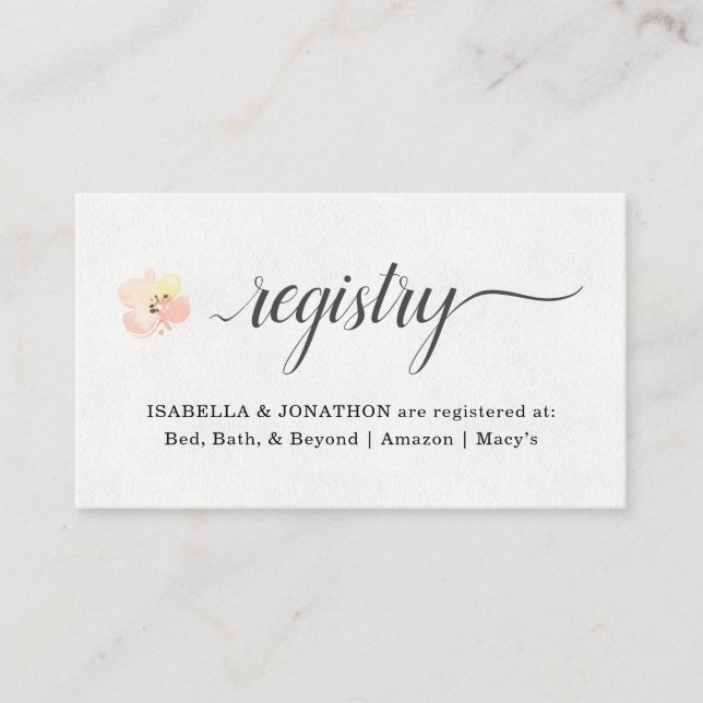 Watercolor Floral Registry Insert for Invitation (Front)