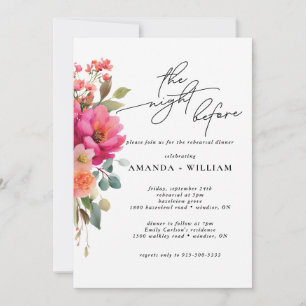 Watercolor Floral Rehearsal Dinner Invitation