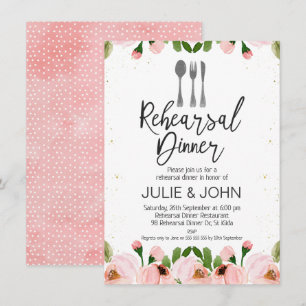 watercolor floral Rehearsal Dinner Invitation