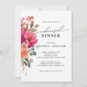 Watercolor Floral Rehearsal Dinner Invitation
