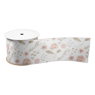 Watercolor Floral Ribbon Satin Ribbon