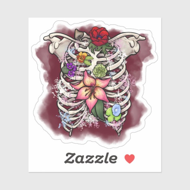 Watercolor Floral Ribcage (Sheet)