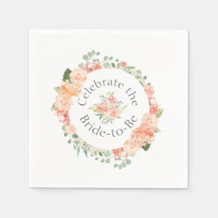 Watercolor Floral Ring Bridal Shower Napkin