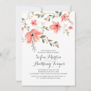 Watercolor Floral Romantic Rehearsal Dinner Invitation