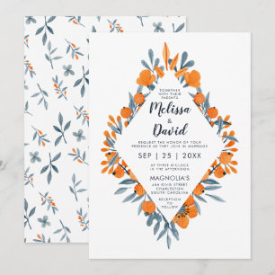 Watercolor Floral Romantic Rustic Wedding Invitation
