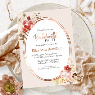 Watercolor Floral Rose Bachelorette Party Invitation