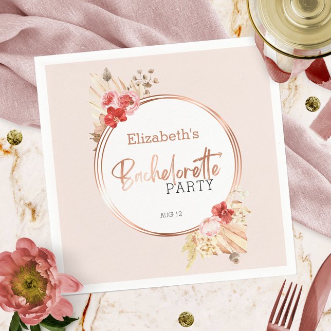 Watercolor Floral Rose Bachelorette Party Napkin (Creator Uploaded)