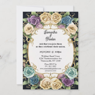 Watercolor Floral Rose Garden Elegant Wedding Invitation