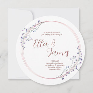 Watercolor Floral Rose Gold Wedding Invitation