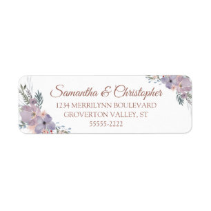 Watercolor Floral Rose Gold Wedding Return Address