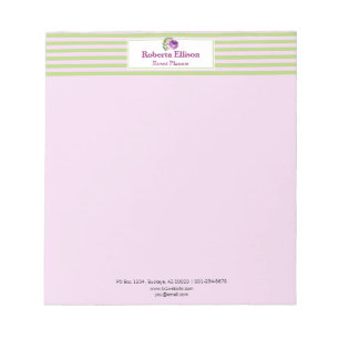 Watercolor Floral Rose Pastel Stripes Personalized Notepad