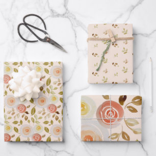 Watercolor Floral Rose Wrapping Paper Sheet