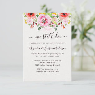 Watercolor Floral Roses Modern Vow Renewal Invitation