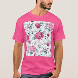 Watercolor Floral Roses Shabby Chic Pattern T-Shirt