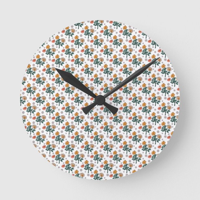Watercolor floral  round clock (Front)