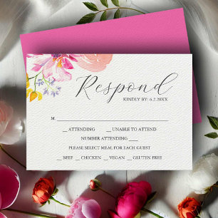 Watercolor Floral RSVP Cards for Wedding