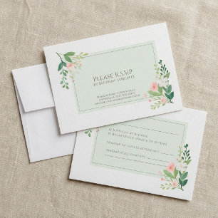 Watercolor Floral RSVP green Response Card