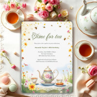 Watercolor Floral Rustic Garden Tea Party Birthday
