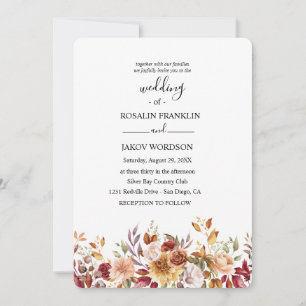 watercolor floral rustic wedding invitation