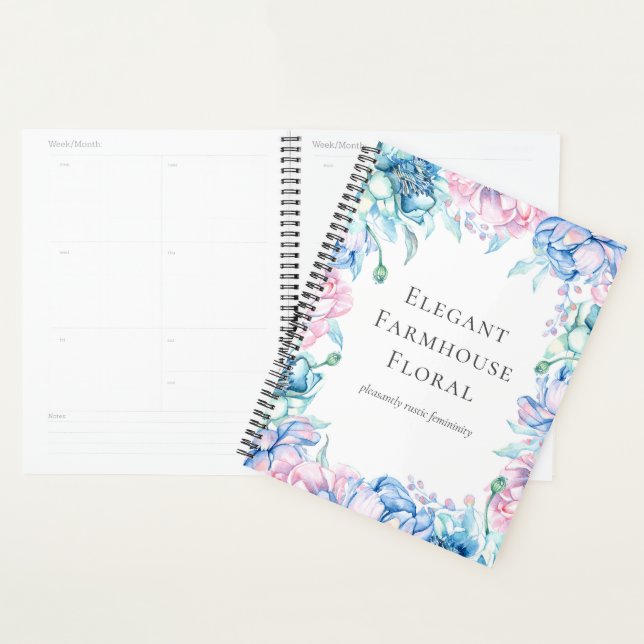 Watercolor Floral & Rustic Wood Elegant Country Planner (Display)