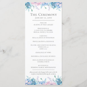 Watercolor Floral & Rustic Wood Farmhouse Wedding Programme