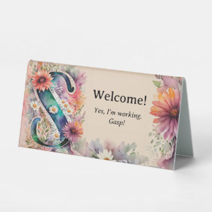 Watercolor Floral S Funny Office Desk Message